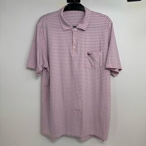 B Draddy Polo Shirt Mens Large Pink Casual Golf Preppy Pima Cotton Striped